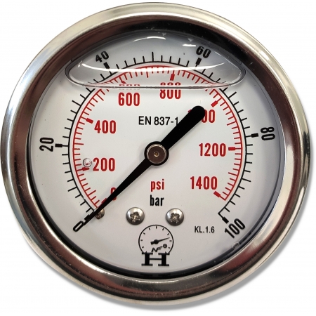 MANOMETR CIŚNIENIOMIERZ 0 - 100 BAR PRZYŁĄCZE TYŁ